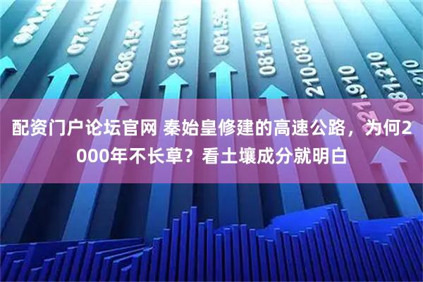 配资门户论坛官网 秦始皇修建的高速公路,为何2000年不长草?看土壤成分就明白
